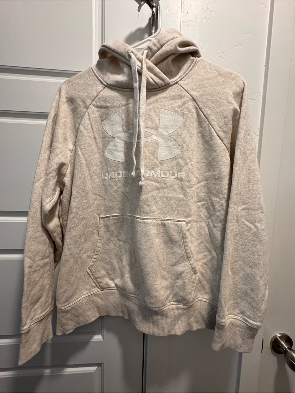 Under Armour Light Beige Crewneck Hoodie with Front Logo